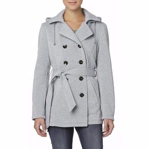 Dove Grey Belted Hooded Women's Coat